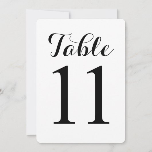 Table moderne script 11 | Carte de numéros de tabl (Devant)