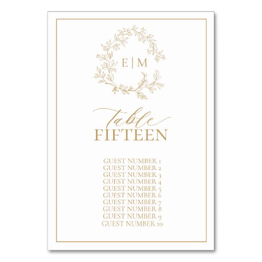 Table Monogramme de cime dorée Mariage Numéro de tableau (Par défaut)
