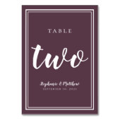 Table Moody Purple Mariage simple | Numéro de tableau 2 (Dos)