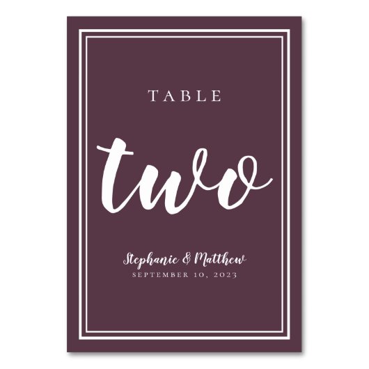 Table Moody Purple Mariage simple | Numéro de tableau 2 (Par défaut)