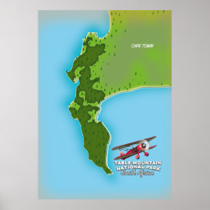 Table Mountain National Park Zuid-Afrika kaart Poster