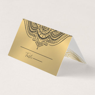 Table No. Place Card Ornate Gold Mandala Visitekaartjes