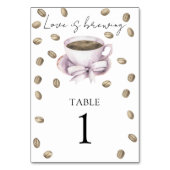 Table Noce café & ruban shower de mariée - numéro de tab (Dos)