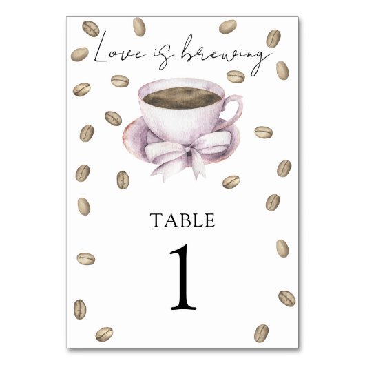 Table Noce café & ruban shower de mariée - numéro de tab (Par défaut)