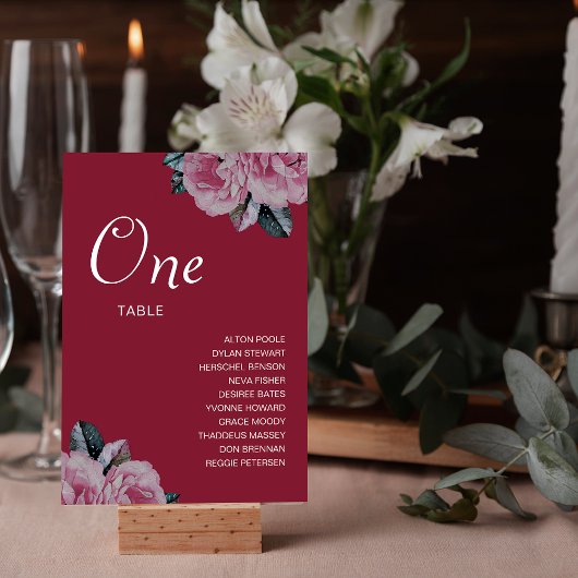 Table Nom du Mariage de fleurs romantiques Numéro de tab