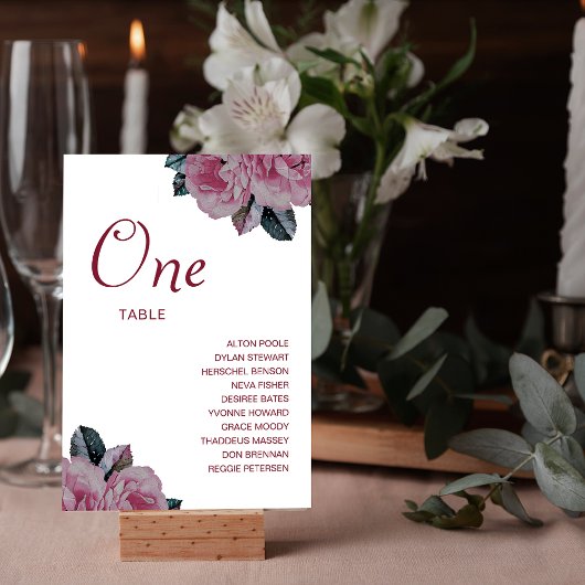 Table Nom du Mariage de fleurs romantiques Numéro de tab