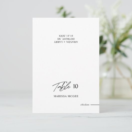 Table, nom et choix de repas Carte Mariage de plac (Debout devant)