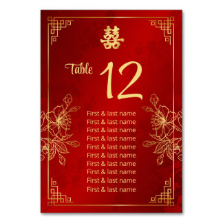 Table Noms des invités de mariage chinois Numéro de tabl