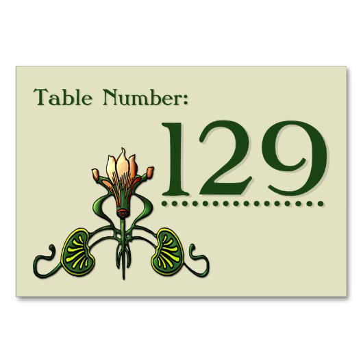 Table Nouveau Lilies (Cartes Numéro De Tableau) (Devant)