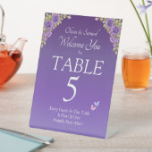 Table Number, Acrylic Pedestal Sign Purple Mauve  Reclamebord Met Voetstuk (Insitu)