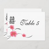 Table Number Card Cherry Blossom Double Happiness Briefkaart (Voorkant / Achterkant)
