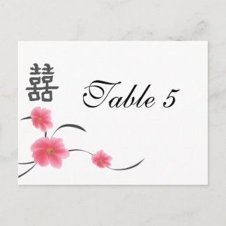 Table Number Card Cherry Blossom Double Happiness Briefkaart
