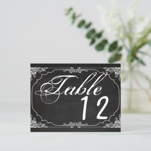 Table Number Card Modern Chalkboard Victor Briefkaart (Staand voorkant)