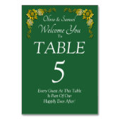 Table Number - with Welcome Message Emerald Green Kaart (Voorkant)
