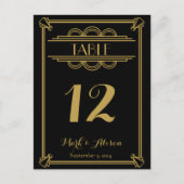 Table numéro avec menu ART déco mariage or (Devant)