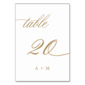 Table Numéro de mariage 20 en calligraphie romantique do (Dos)
