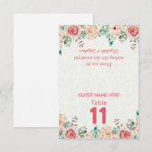 Table numéro de table de mariage floral / Escort (Devant / Derrière)