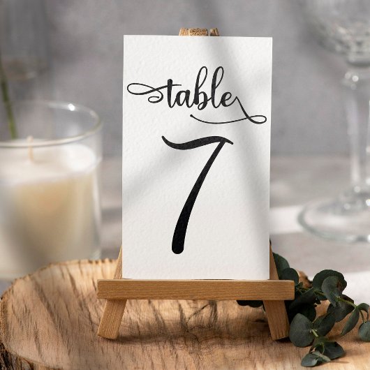 Table Numéro de tableau 3.5x5 simple signe noir | Tablea