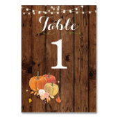 Table Numéro de tableau Citrouille Mariage Rustic Wood C (Dos)