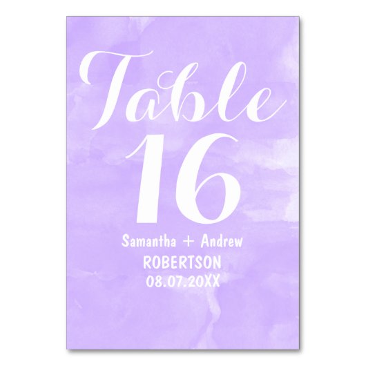 Table Numéro de tableau de l'aquarelle de lavande violet (Par défaut)