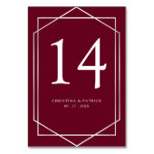 Table Numéro de tableau de Mariage géométrique Argent et (Dos)