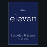 Table Numéro de tableau de Mariage moderne bleu marine<br><div class="desc">Numéro de table de mariage moderne bleu marine avec texte personnalisable</div>