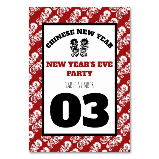 Table Numéro de tableau du dragon oriental du Nouvel An (Par défaut)