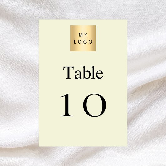Table Numéro de tableau du logo de l'entreprise beige bl