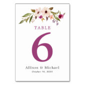 Table Numéro de tableau du Mariage Chic Boho Plum (Dos)