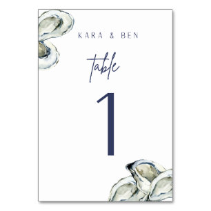 Table Numéro de tableau du Mariage d'huîtres aquarelle