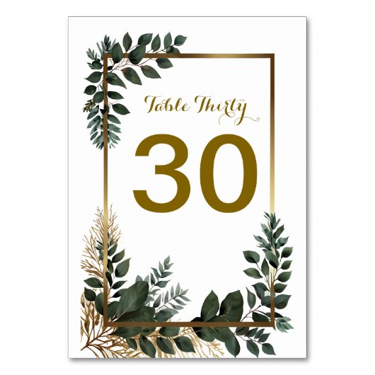 Table Numéro de tableau Effet Eucalyptus et Gold (Par défaut)