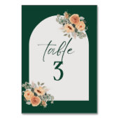 Table Numéro de tableau, Élégant vert foncé floral (Dos)