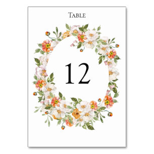 Table Numéro de tableau Événement du mariage floral bota