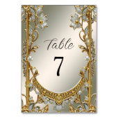Table Numéro de tableau Floral Blanc Orné Or (Dos)