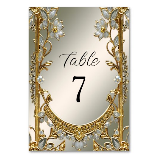 Table Numéro de tableau Floral Blanc Orné Or (Par défaut)