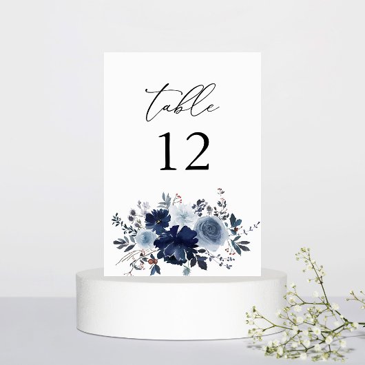 Table Numéro de tableau Floral Blue & Navy