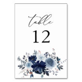 Table Numéro de tableau Floral Blue & Navy (Dos)