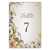 Table Numéro de tableau Floral Or blanc (Dos)