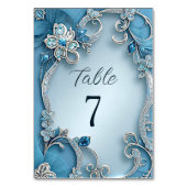 Table Numéro de tableau Floral Orné Bleu (Dos)