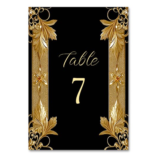 Table Numéro de tableau Floral Orné Noir Or (Par défaut)