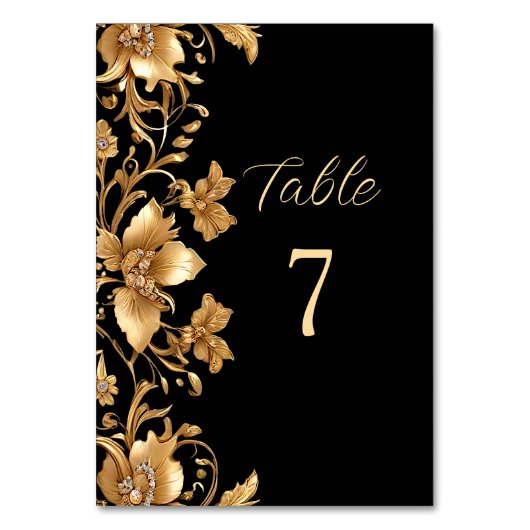 Table Numéro de tableau Floral Orné Noir Or (Par défaut)
