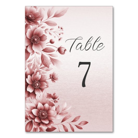 Table Numéro de tableau Floral Rose Dusty (Par défaut)