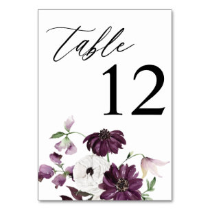 Table Numéro de tableau Floral violet et blanc