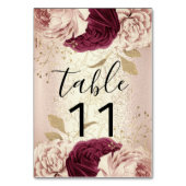Table Numéro de tableau Florales roses Rose Gold Marsala (Dos)