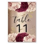 Table Numéro de tableau Florals roses Rose Marsala Burgu (Dos)
