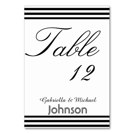 Table Numéro de tableau Grandes noires et blanches (Par défaut)