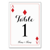 Table Numéro de tableau Mariage Ace of Diamonds Playing  (Dos)