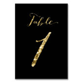 Table Numéro de tableau mariage Black Gold Foil No 1 (Dos)
