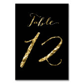 Table Numéro de tableau mariage Black Gold Foil No 12 (Dos)