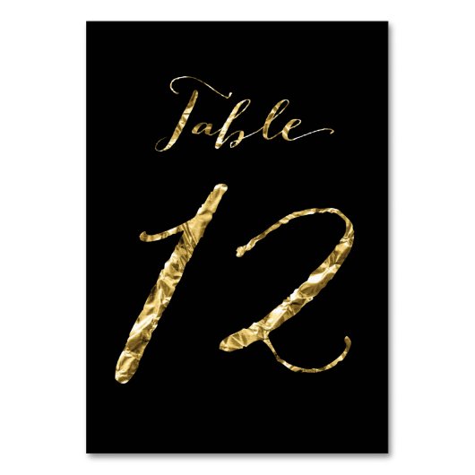 Table Numéro de tableau mariage Black Gold Foil No 12 (Par défaut)